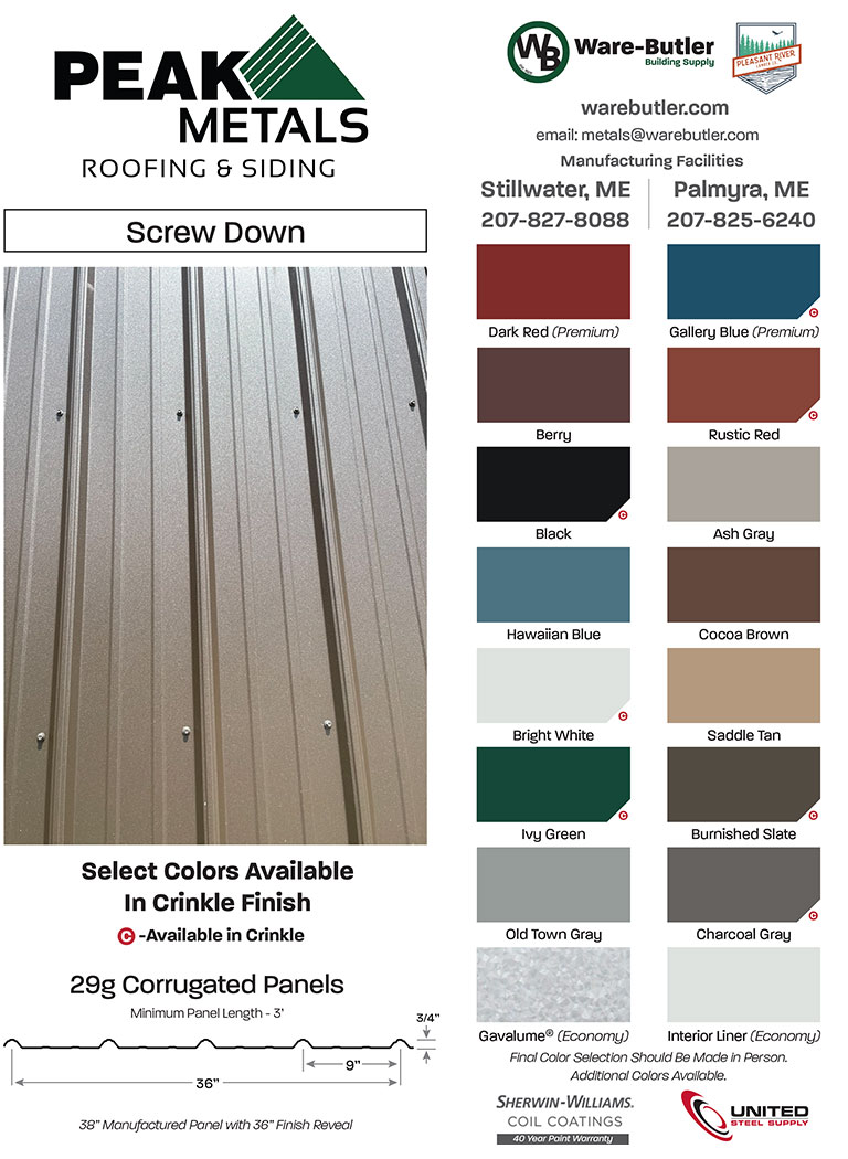 Peak Metals - Screwdown Metal Roofing